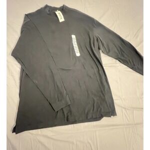 Duluth Trading Longtail T Shirt Mens XL Black Cotton Relaxed Fit Mock Turtleneck